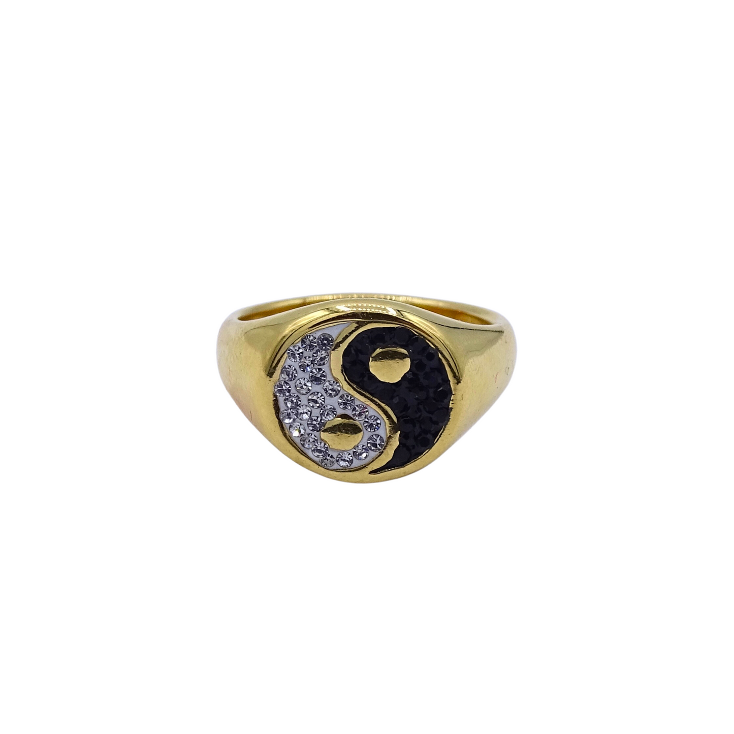 Ring chunky yin yang strass (goud)