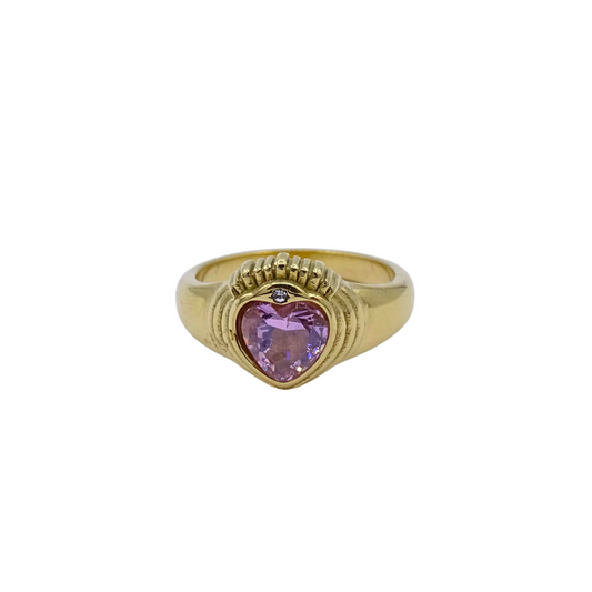 Ring roze strass (goud)