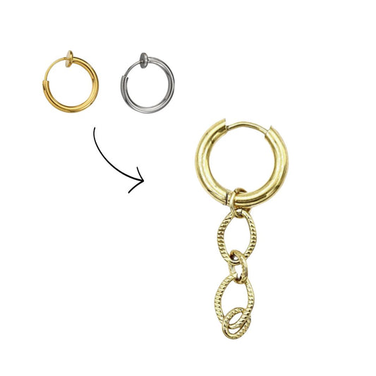 Clip oorbellen round chain structure