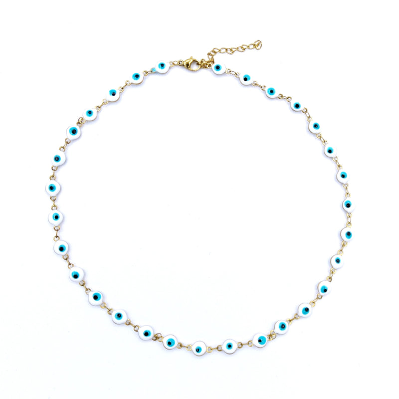 Ketting oogjes wit blauw